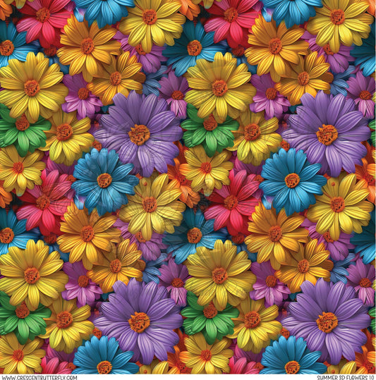 Summer 3D Flowers 10 Printed Vinyl Sheet/Wrap
