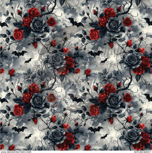 Bats and Roses 7 Printed Vinyl Sheet/Wrap