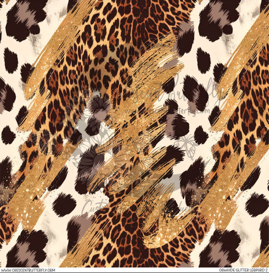 Cowhide Glitter Leopard 2 Printed Vinyl Sheet/Wrap