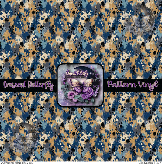 Blue Gold Cheetah 2 Printed Vinyl Sheet/Wrap