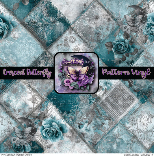 Vintage Shabby Turquoise 19 Printed Vinyl Sheet/Wrap
