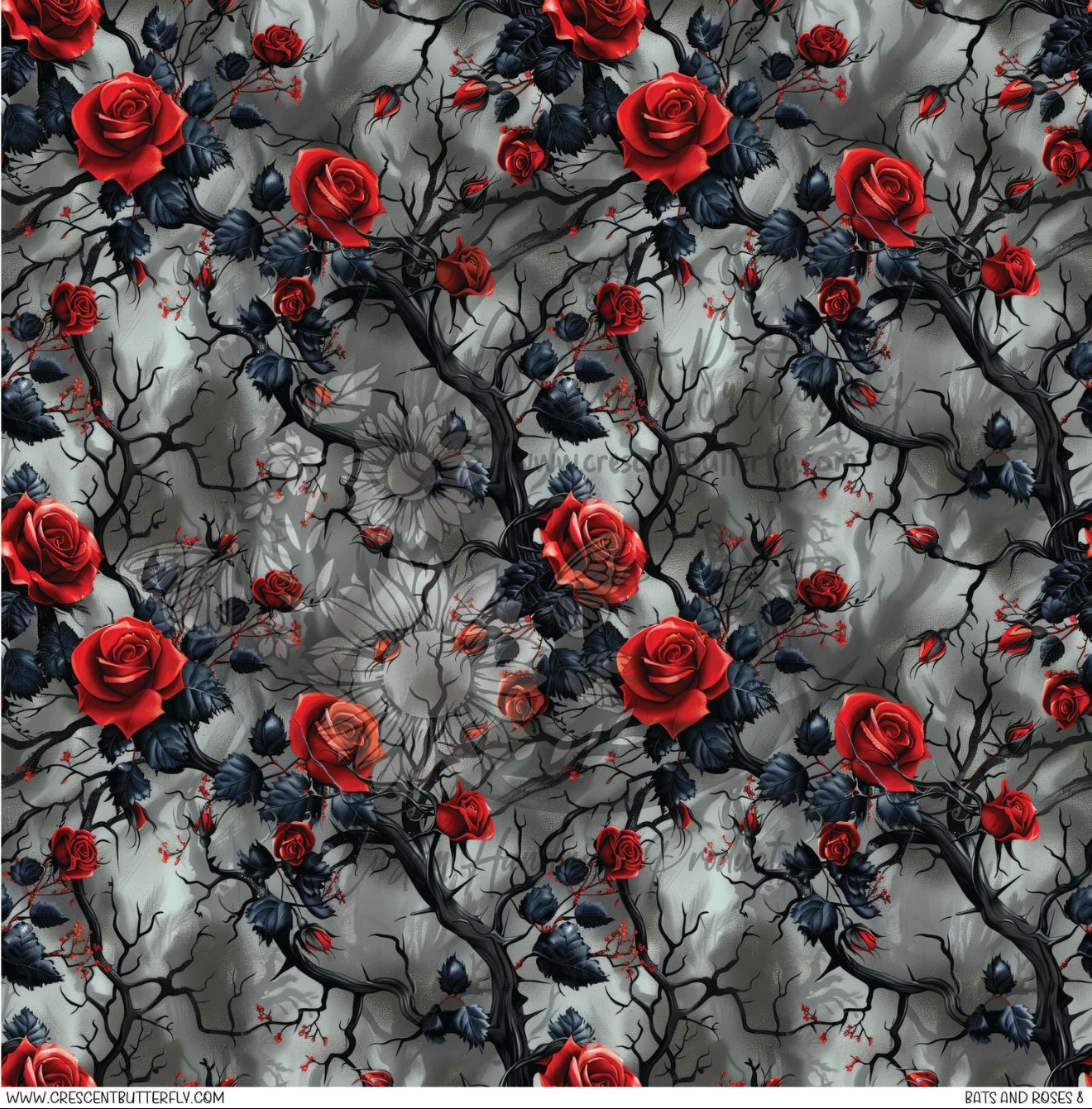 Bats and Roses 8 Printed Vinyl Sheet/Wrap