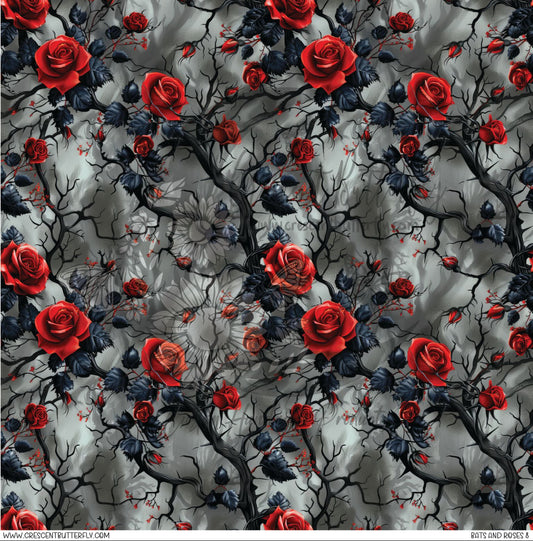 Bats and Roses 8 Printed Vinyl Sheet/Wrap