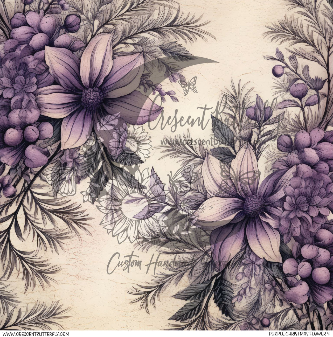 Purple Christmas Flower 9 Printed Vinyl Sheet/Wrap