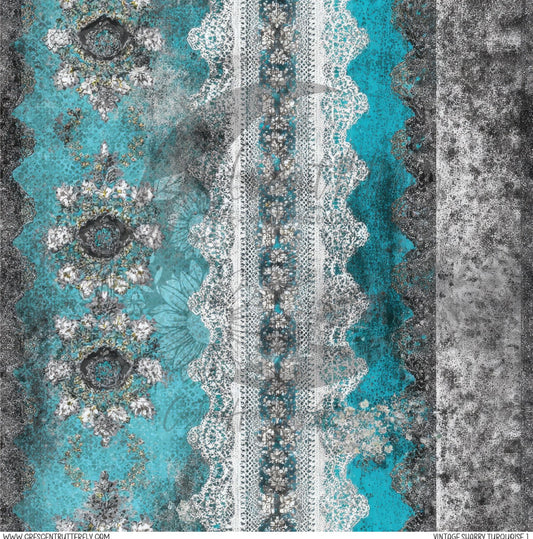 Vintage Shabby Turquoise 1 Printed Vinyl Sheet/Wrap