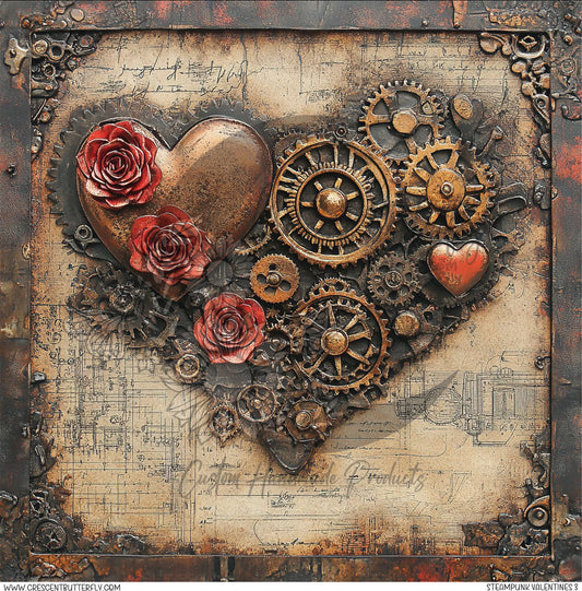 Steampunk Valentines 3 Printed Vinyl Sheet/Wrap
