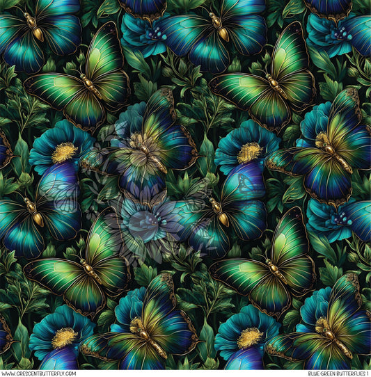 Blue Green Butterflies 1 Printed Vinyl Sheet/Wrap