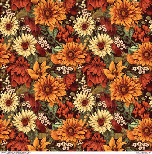 Fall Floral 10 Printed Vinyl Sheet/Wrap