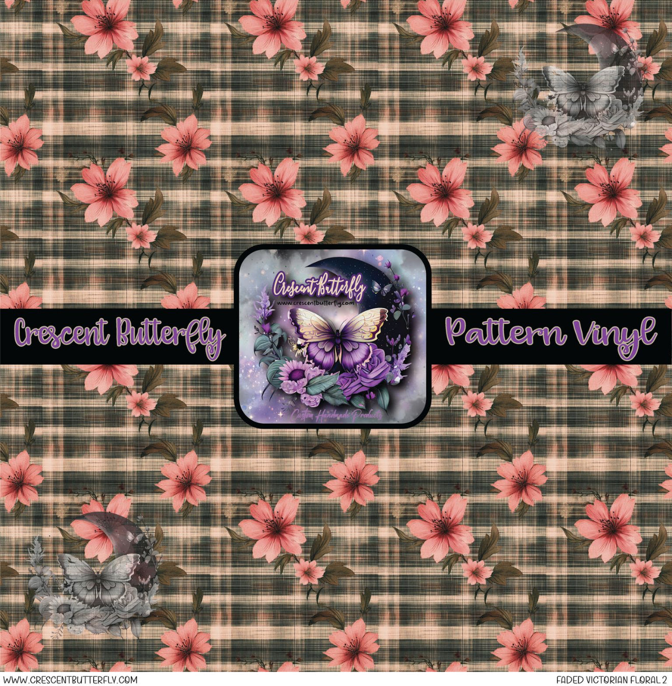 Faded Victorian Floral 2 Printed Vinyl Sheet/Wrap