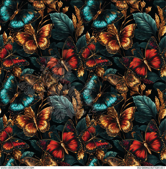 Red Orange Butterflies 1 Printed Vinyl Sheet/Wrap