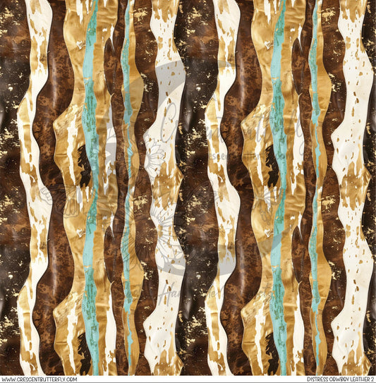 Distress Cowboy Leather 2 Printed Vinyl Sheet/Wrap