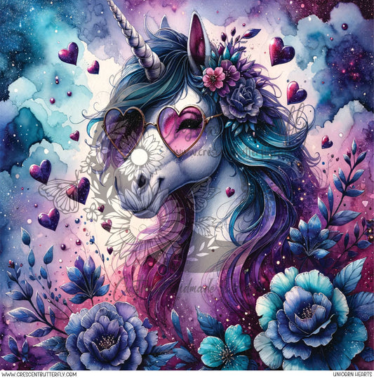 Unicorn Hearts Printed Vinyl Sheet/Wrap