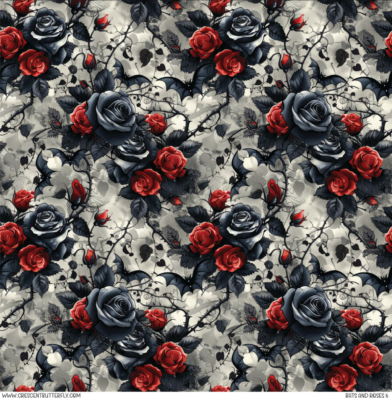 Bats and Roses 6 Printed Vinyl Sheet/Wrap