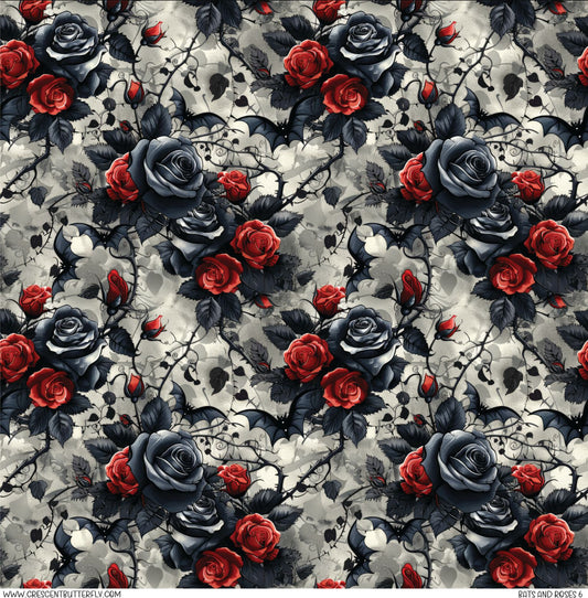 Bats and Roses 6 Printed Vinyl Sheet/Wrap