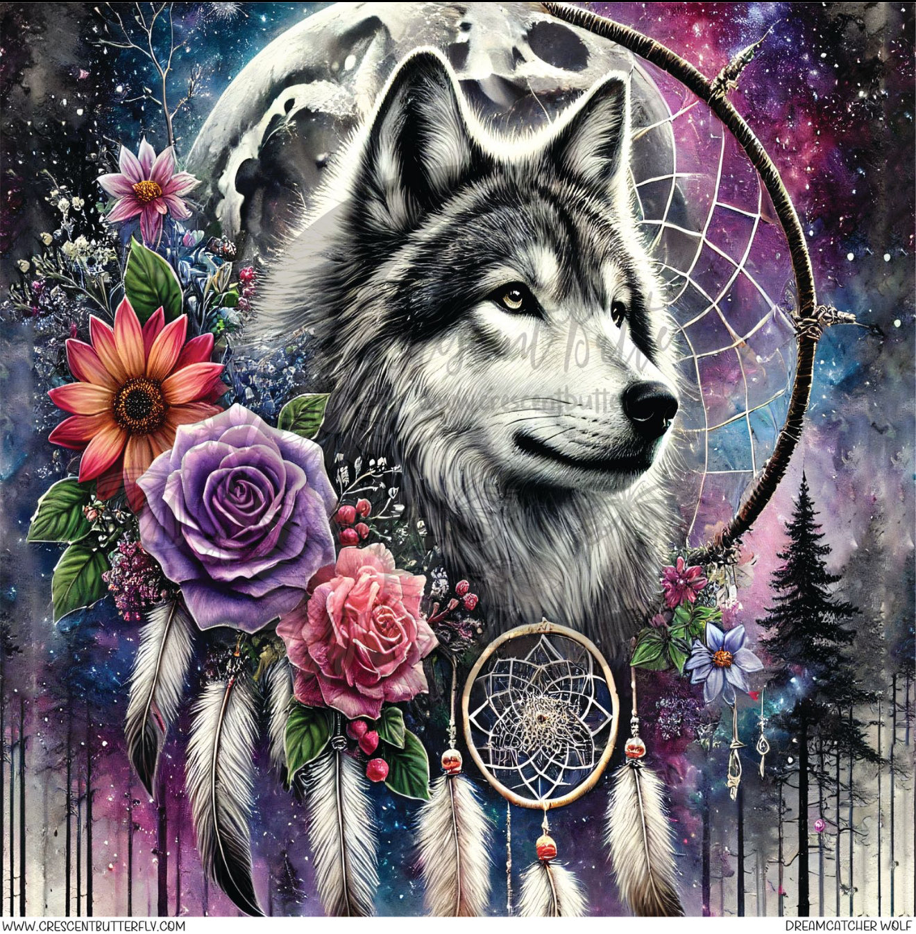 Dreamcatcher Wolf Printed Vinyl Sheet/Wrap