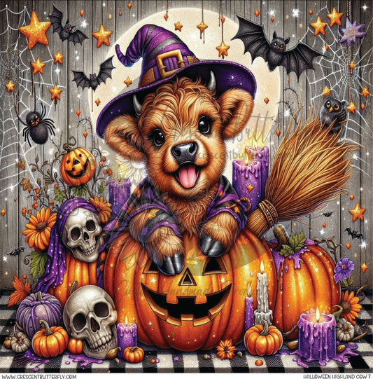 Halloween Highland Cow 7 Printed Vinyl Sheet/Wrap
