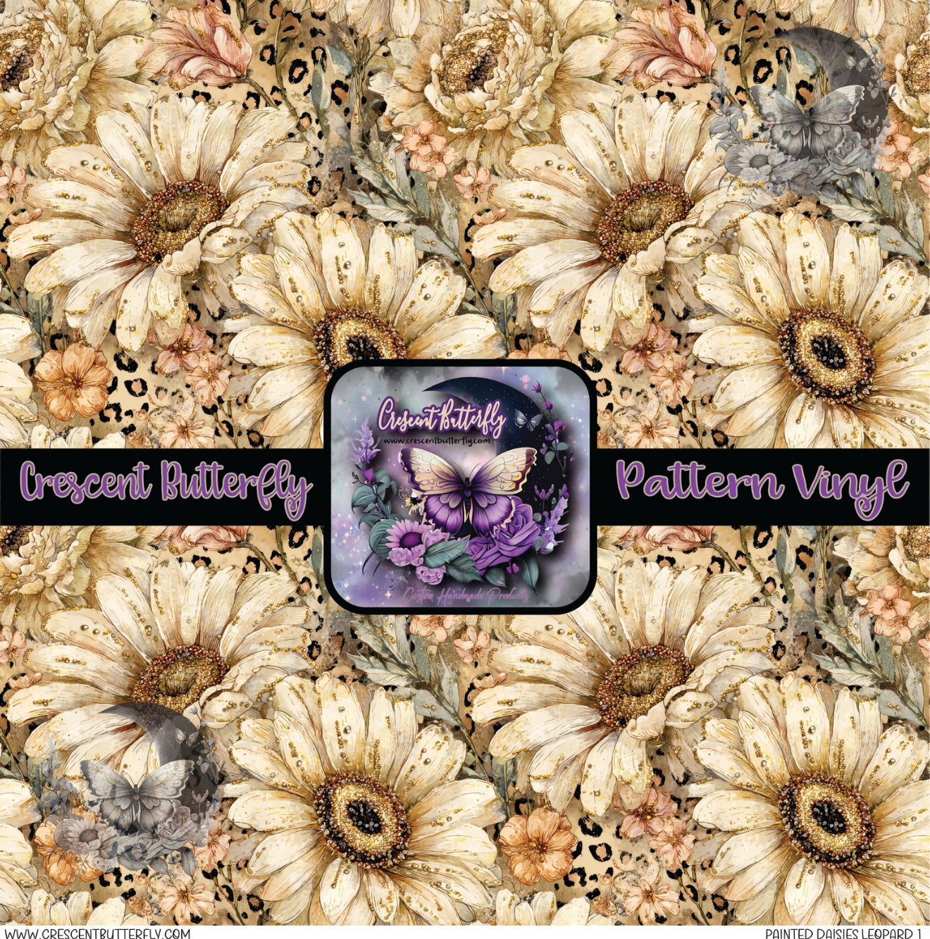Painted Daisies Leopard 1 Printed Vinyl Sheet/Wrap