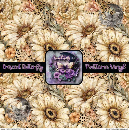 Painted Daisies Leopard 1 Printed Vinyl Sheet/Wrap