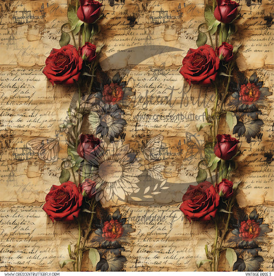 Vintage Rose 3 Printed Vinyl Sheet/Wrap