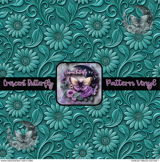 Swirled Tooled Leather 1 Printed Vinyl Sheet/Wrap