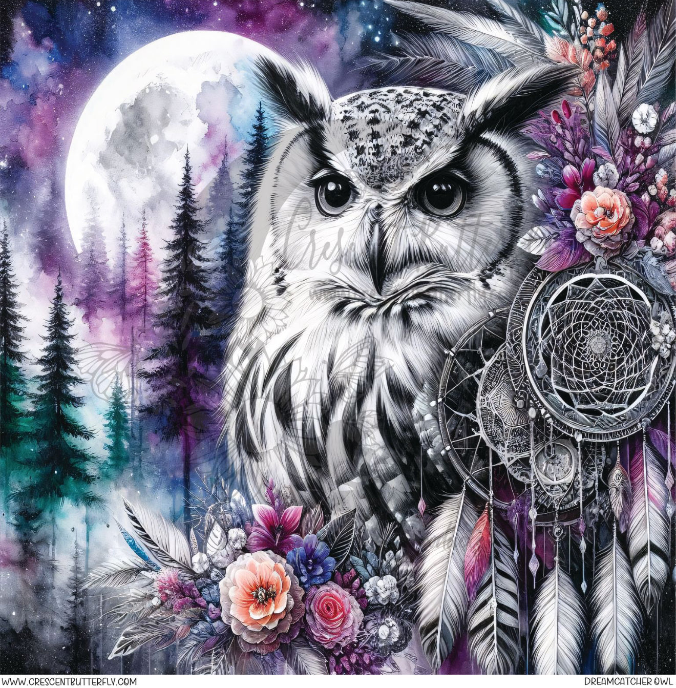 Dreamcatcher Owl Printed Vinyl Sheet/Wrap