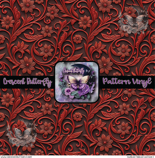 Swirled Tooled Leather 2 Printed Vinyl Sheet/Wrap
