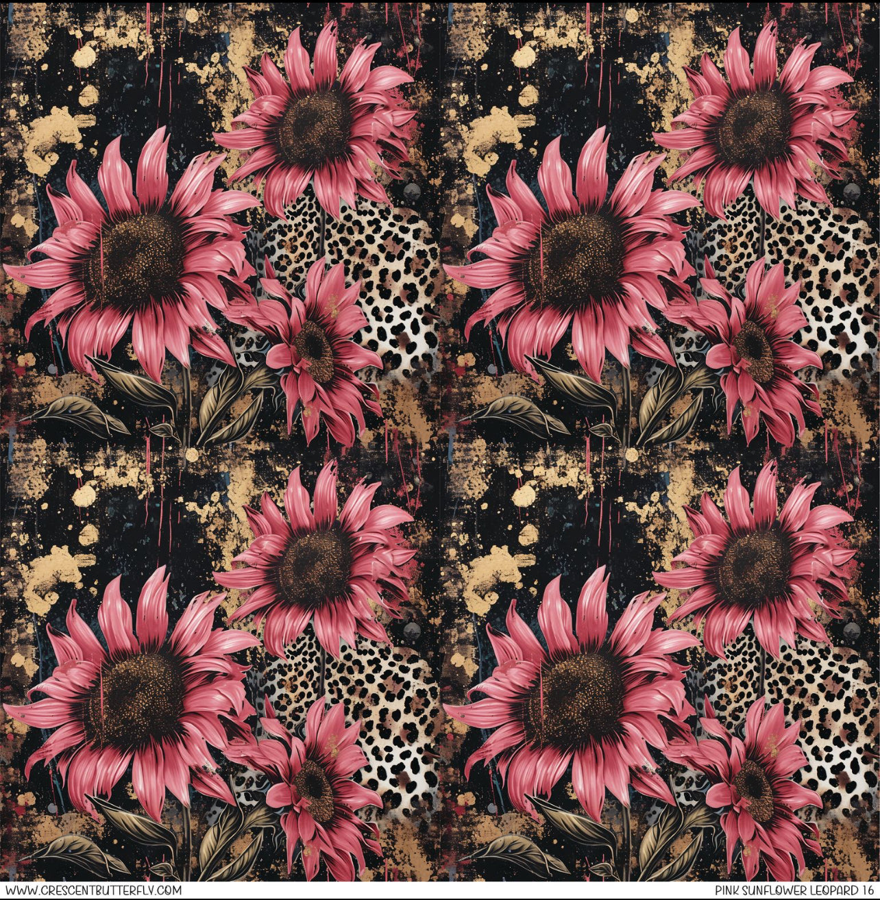 Pink Sunflower Leopard 16 Printed Vinyl Sheet-Tumbler Wrap