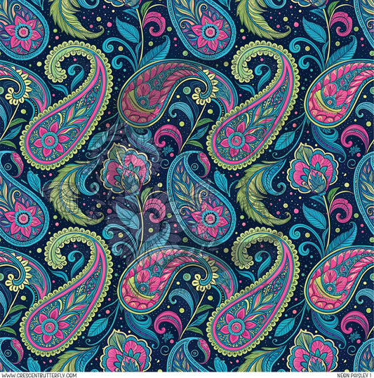 Neon Paisley 1 Printed Vinyl Sheet/Wrap