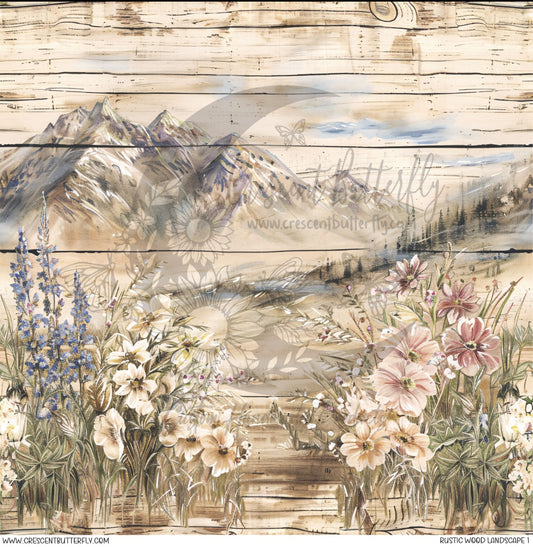 Rustic Wood Landscape 1 Printed Vinyl Sheet/Wrap