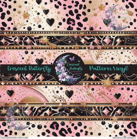 Pink Gold Glam Leopard 4 Printed Vinyl Sheet/Wrap