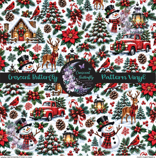 Cute Christmas 6 Printed Vinyl Sheet/Wrap