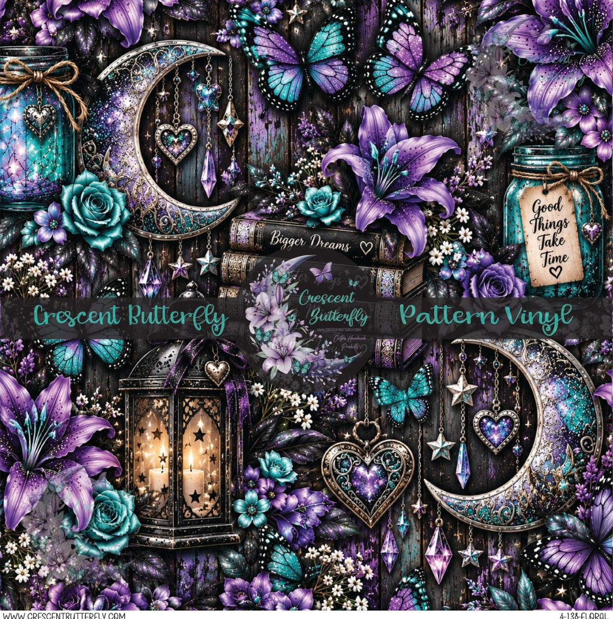 4-138-Floral Printed Vinyl Sheet/Wrap