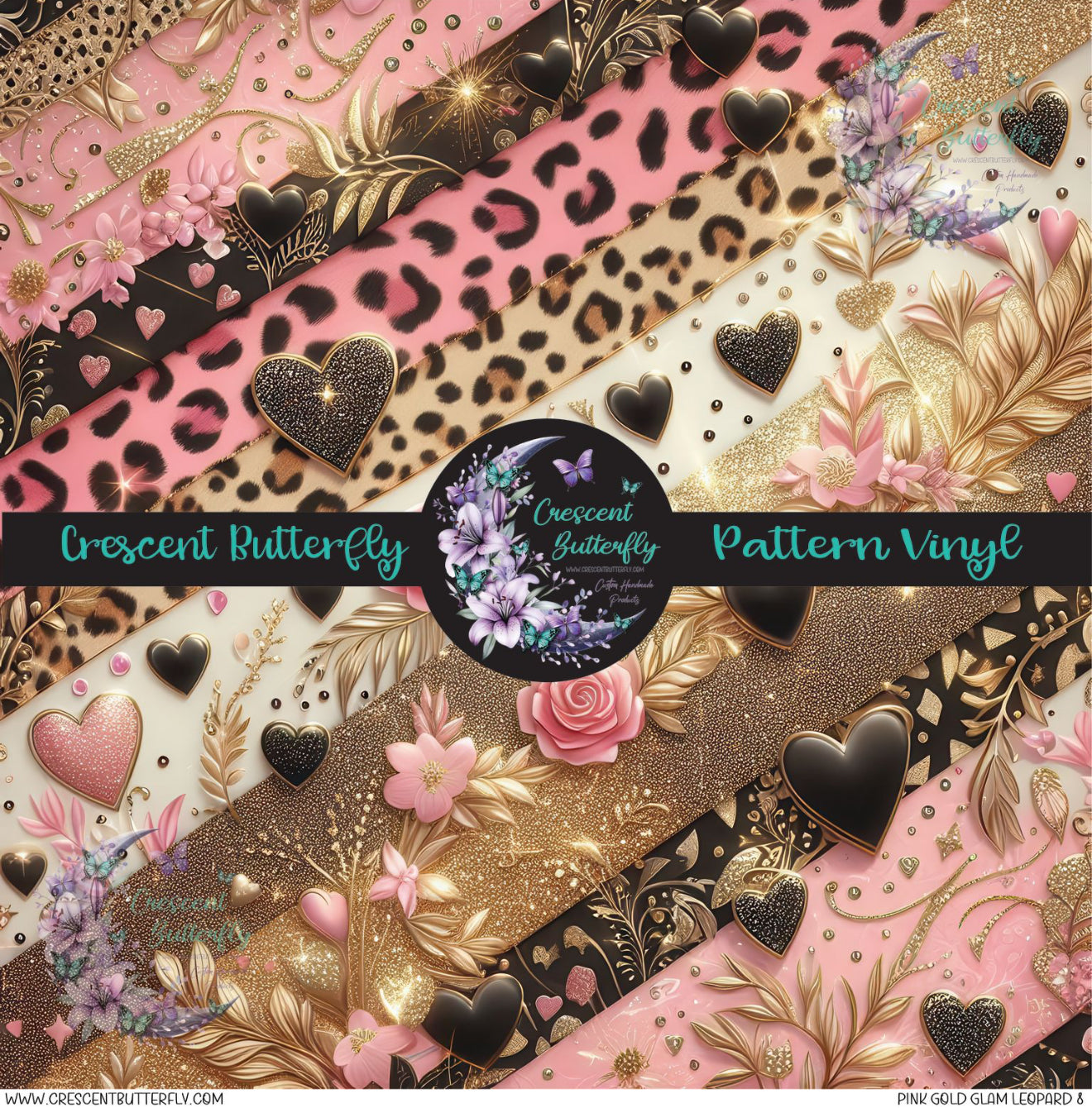 Pink Gold Glam Leopard 8 Printed Vinyl Sheet/Wrap