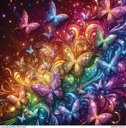 Neon Butterflies Printed Vinyl Sheet/Wrap