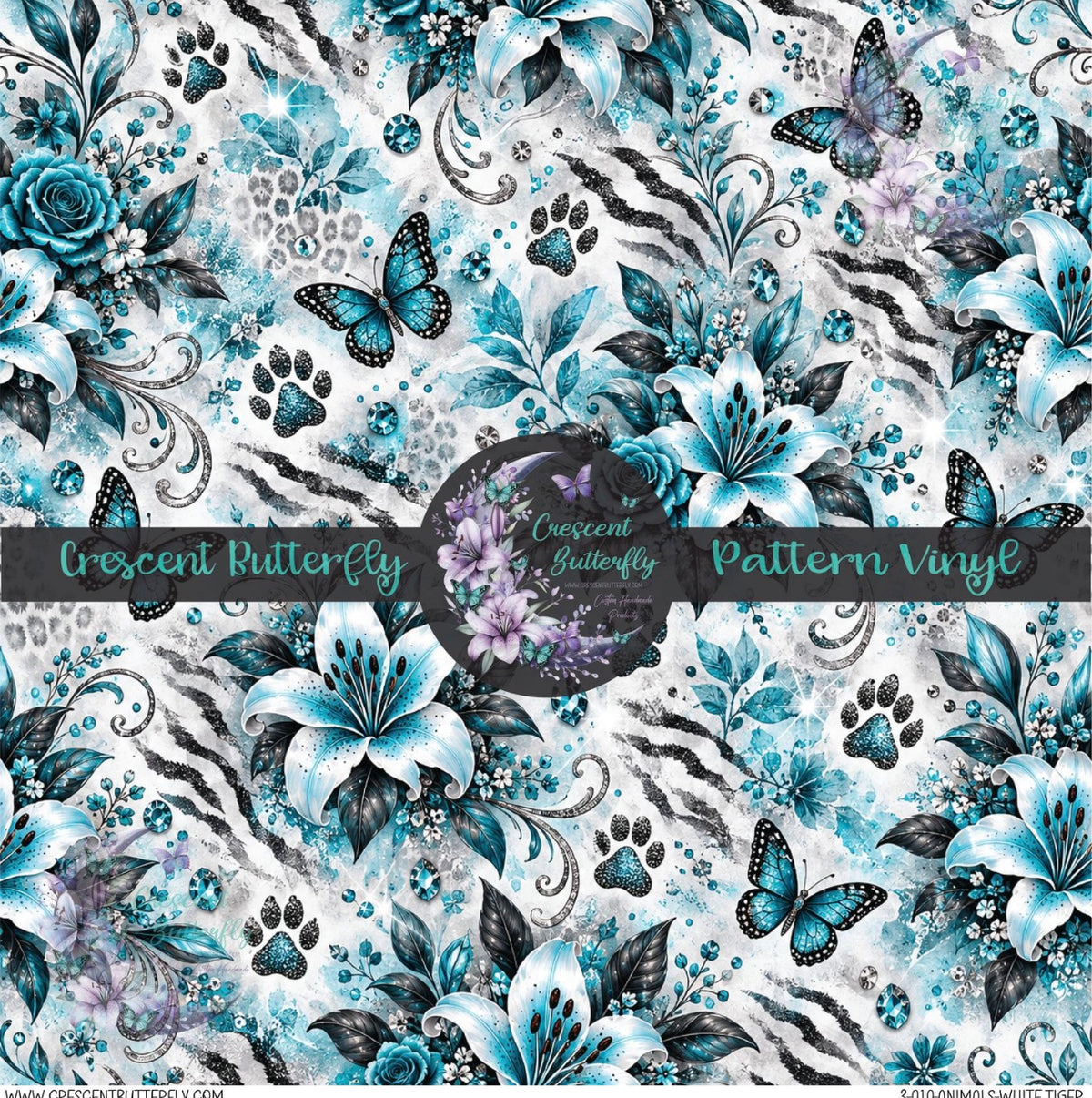 3-010-Animals-White Tiger Printed Vinyl Sheet/Wrap