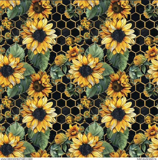 Sunflower Bees 56 Printed Vinyl Sheet/Wrap