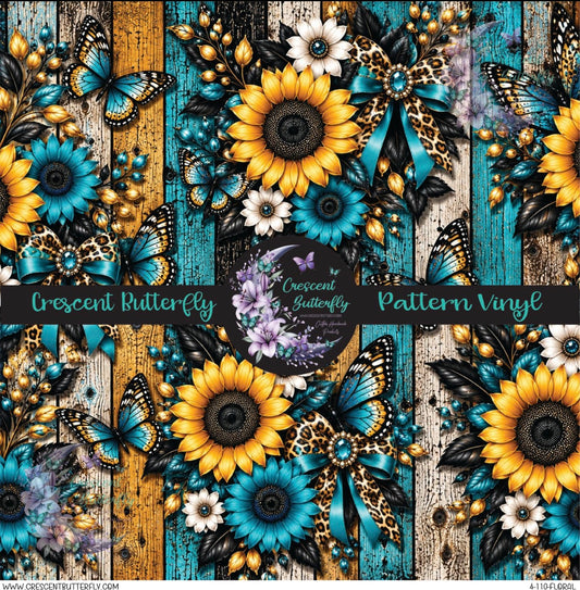 4-110-Floral Printed Vinyl Sheet/Wrap