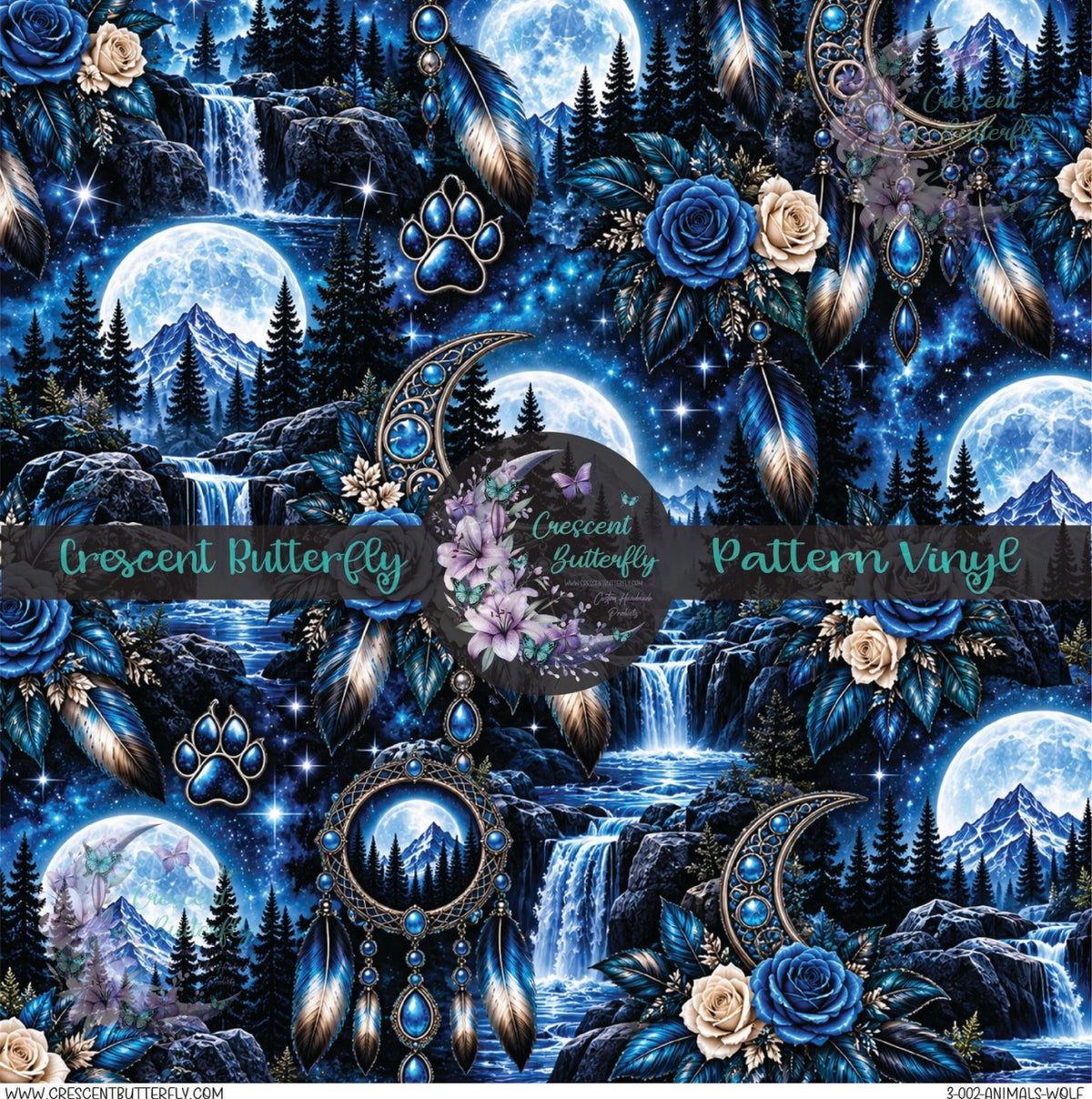 3-002-Animals-Wolf Printed Vinyl Sheet/Wrap