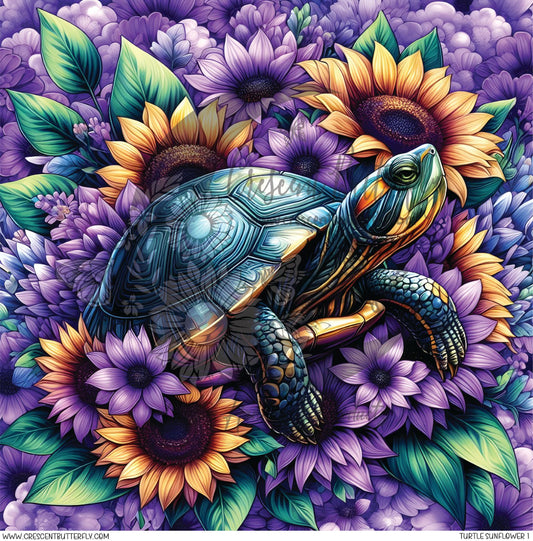Turtle Sunflower 1 Printed Vinyl Sheet/Wrap