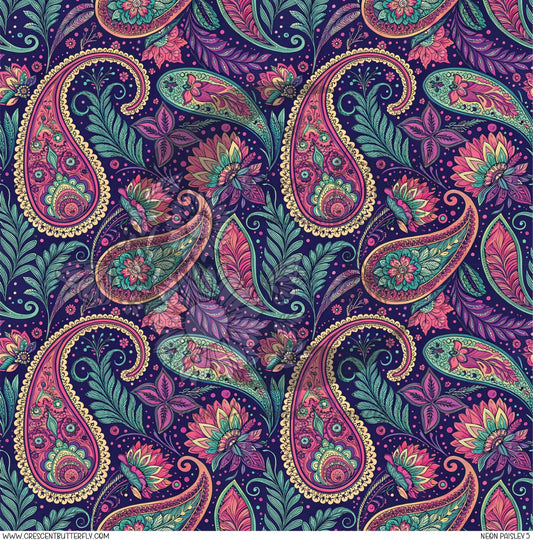 Neon Paisley 5 Printed Vinyl Sheet/Wrap