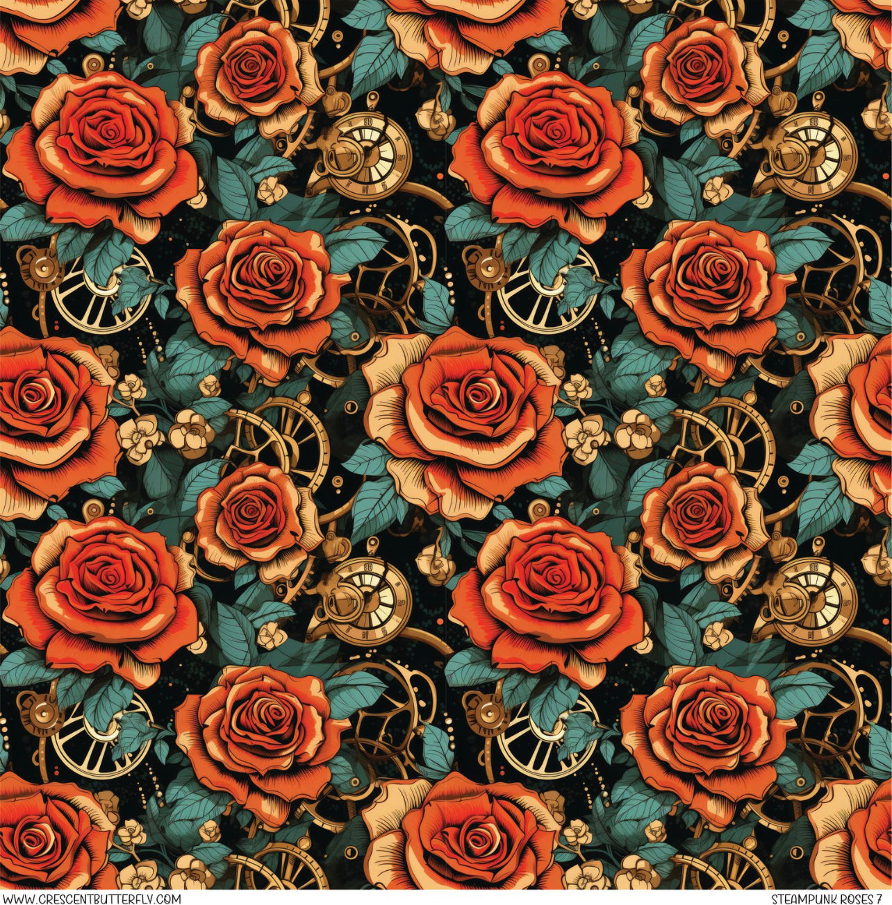 Steampunk Roses 7 Printed Vinyl Sheet/Wrap