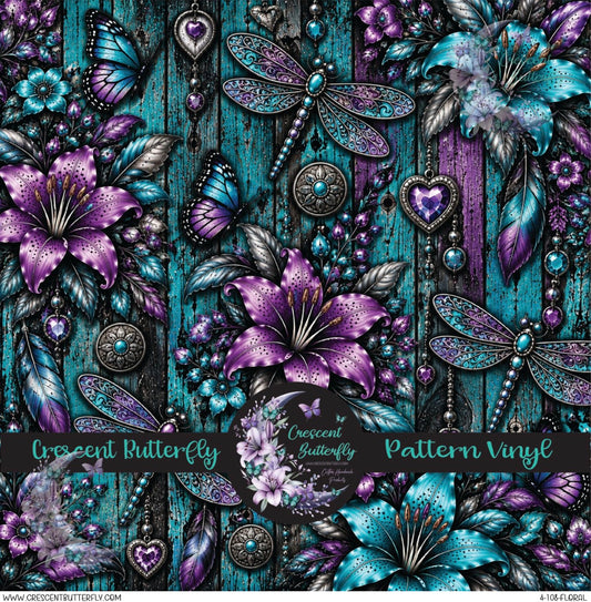 4-108-Floral Printed Vinyl Sheet/Wrap