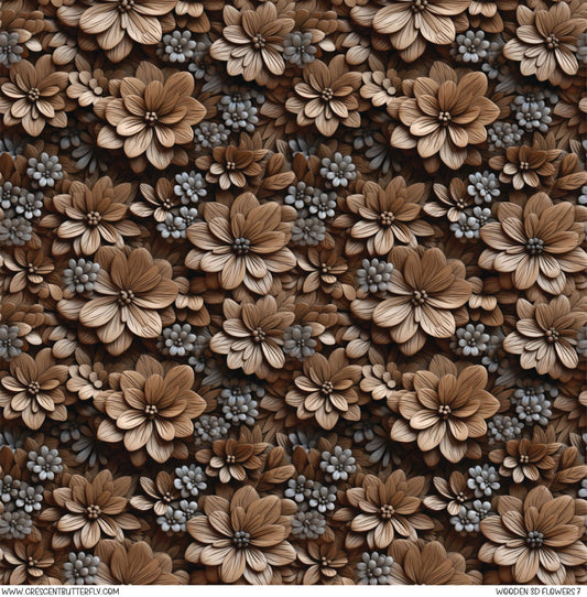 Wooden 3D Flowers 7 Printed Vinyl Sheet/Wrap