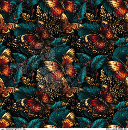 Red Orange Butterflies 2 Printed Vinyl Sheet/Wrap