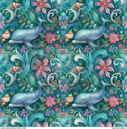 Dolphin Floral 4 Printed Vinyl Sheet/Wrap