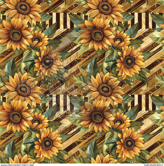 Sunflower Bees 5 Printed Vinyl Sheet/Wrap