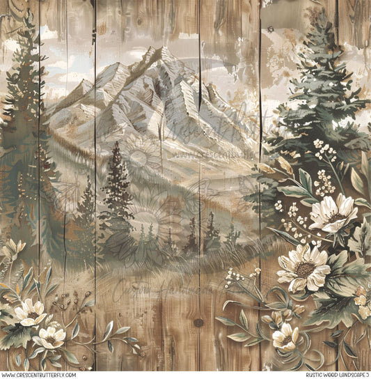 Rustic Wood Landscape 5 Printed Vinyl Sheet/Wrap
