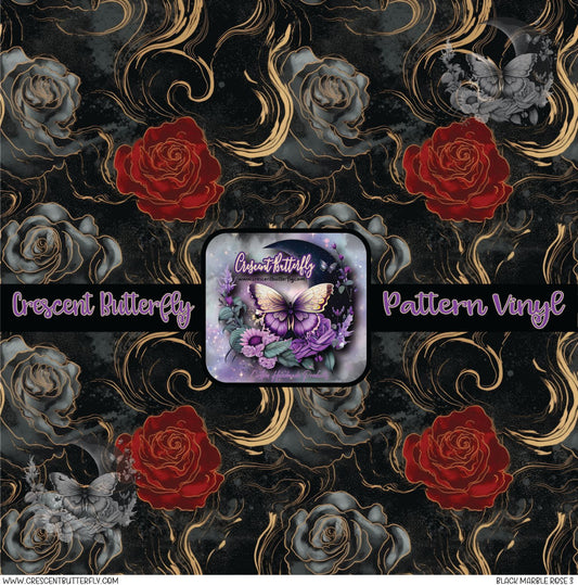 Black Marble Rose 3 Printed Vinyl Sheet/Wrap