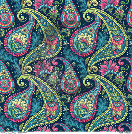 Neon Paisley 3 Printed Vinyl Sheet/Wrap