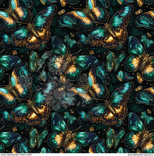 Blue Green Butterflies 3 Printed Vinyl Sheet/Wrap